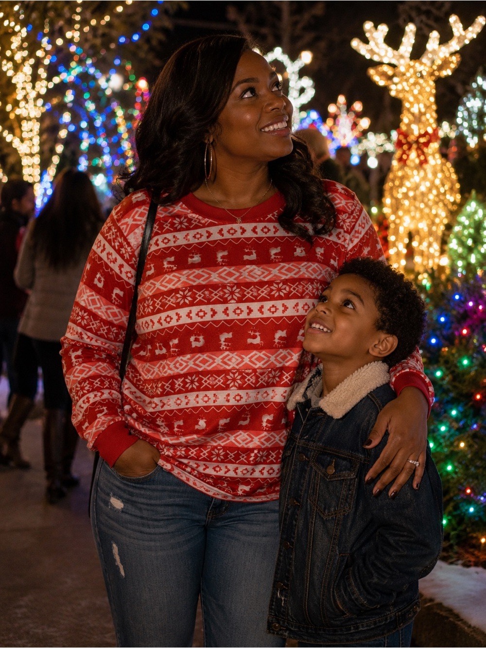 WOMEN'S RED FAIR ISLE LONG SLEEVE TOP